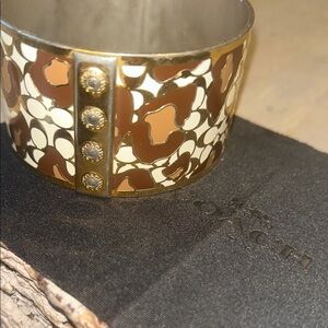 Coach Gold and Brown Patterned Bracelet